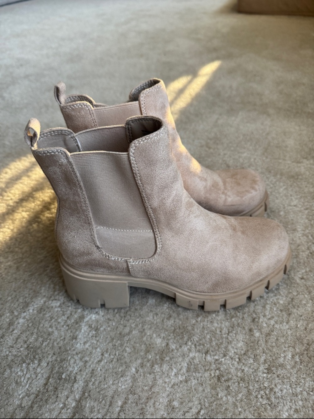 Madden Girl Platform Boots - Neutral Suede
